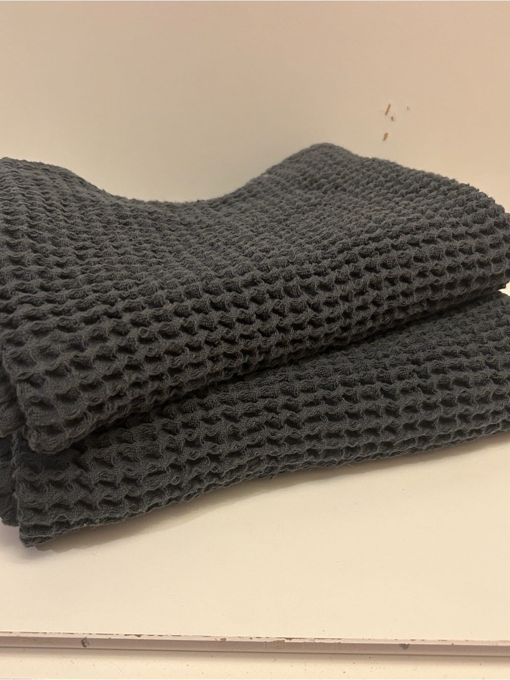 Bathen Cotton Waffle set of 2 bath towels in dark gray Made in India